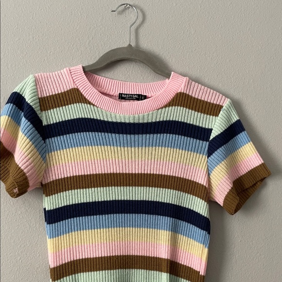 Nasty Gal Multicolor Striped Knit Tee - Picture 1 of 2